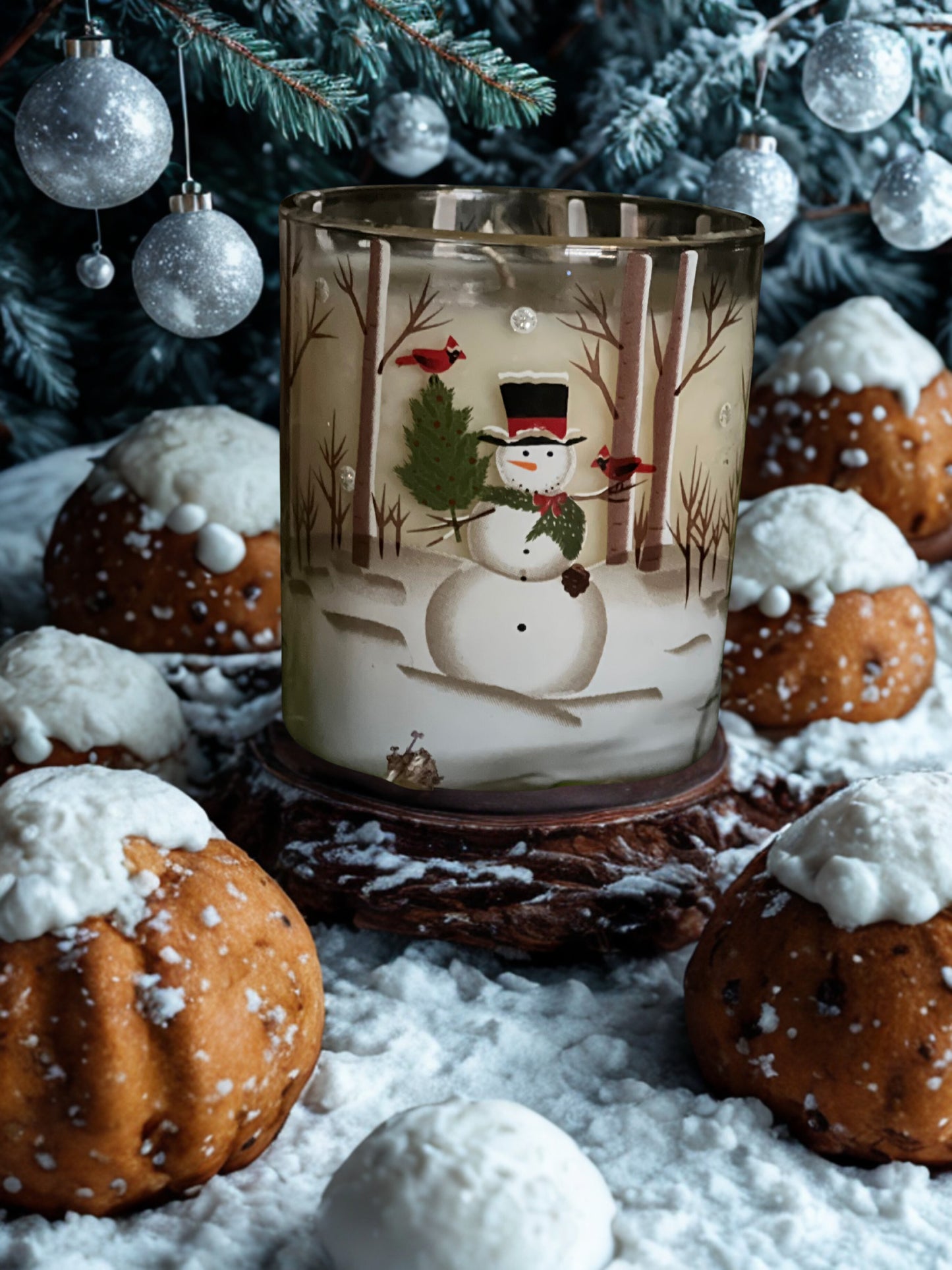 Christmas Pudding Scented Snowman Christmas Candle Sml