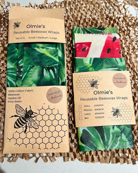 Beeswax  Wraps Set of  4 - Small. Medium, Large, X Large