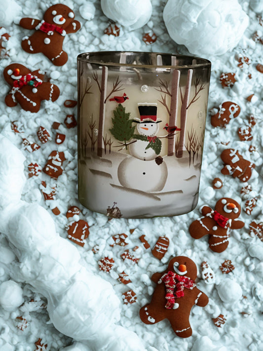 Gingerbread Scented Snowman Christmas Candle Sml