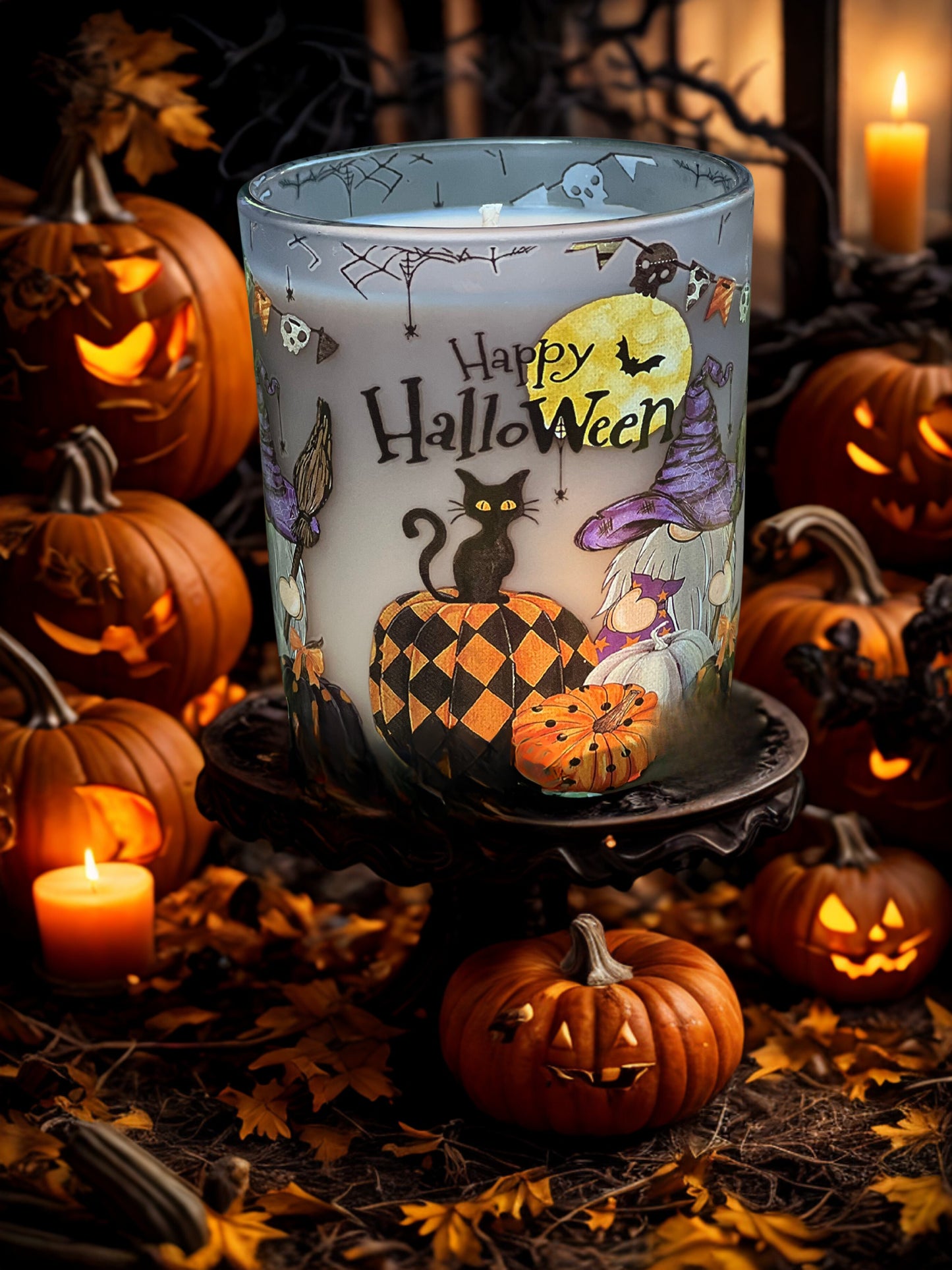 Gnomey Halloween Wizard Candle sml