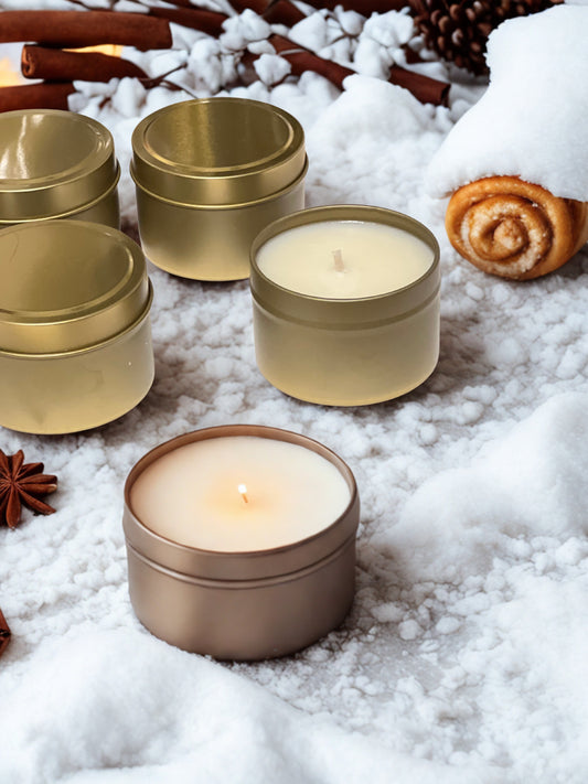 Gold Mini Christmas Tin Candle
