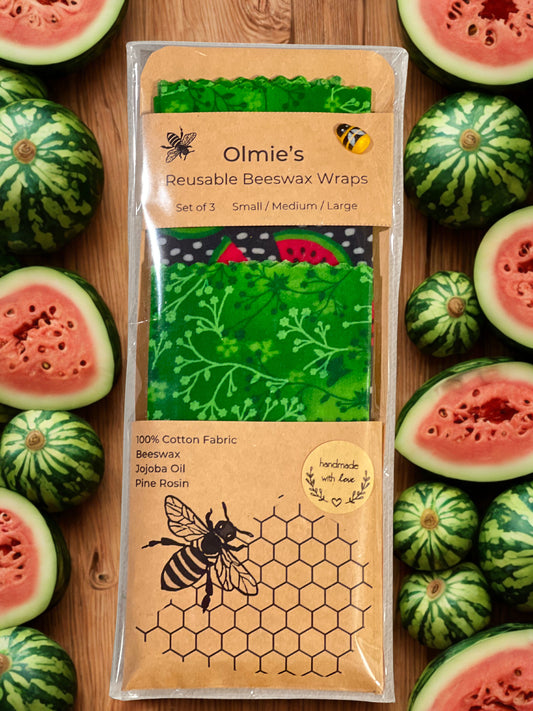 Reusable Beeswax Wraps set of 3 Small Medium & Large