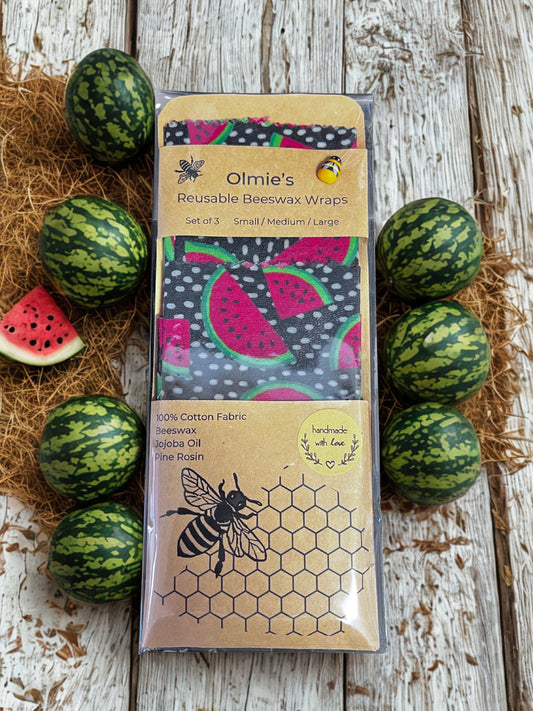 Reusable Beeswax Wraps set of 3 Small Medium & Large